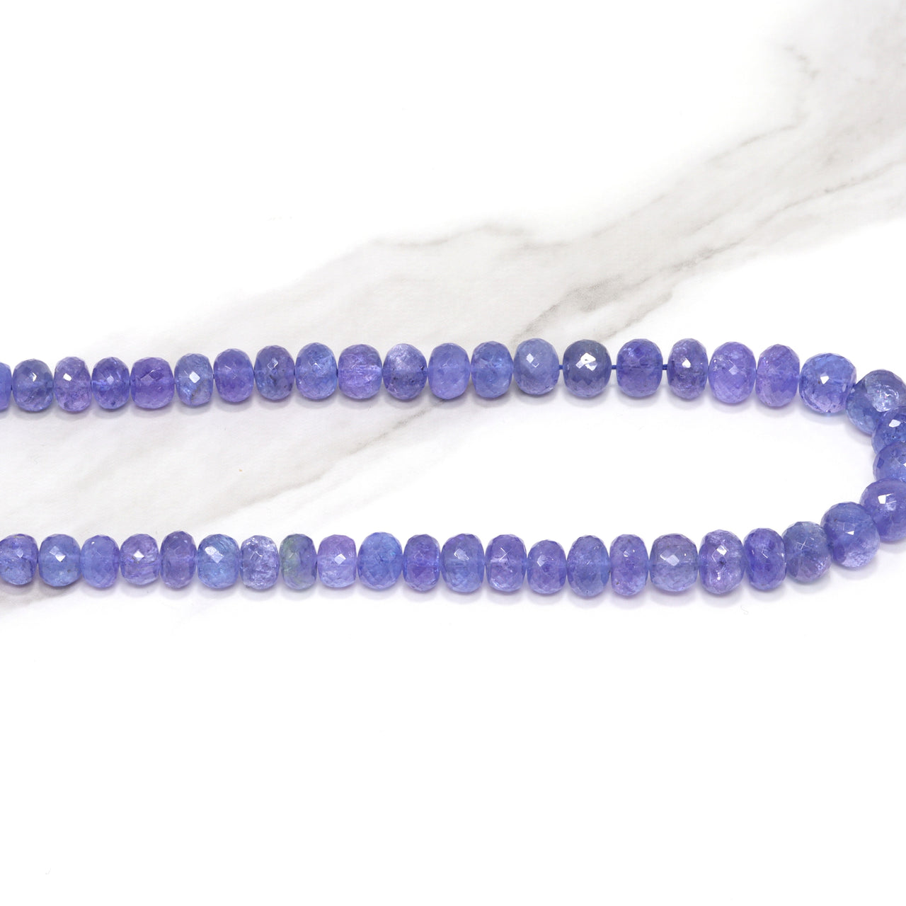 Blue Tanzanite 5mm - 8mm Faceted Rondelles 1 Strand Bead Necklace