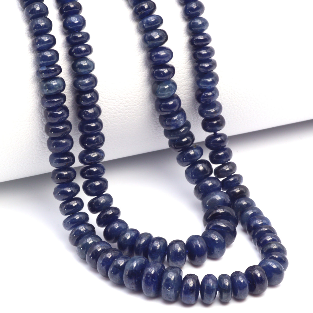 AA Navy Blue Sapphire 4mm - 6mm Smooth Rondelles Bead Strand