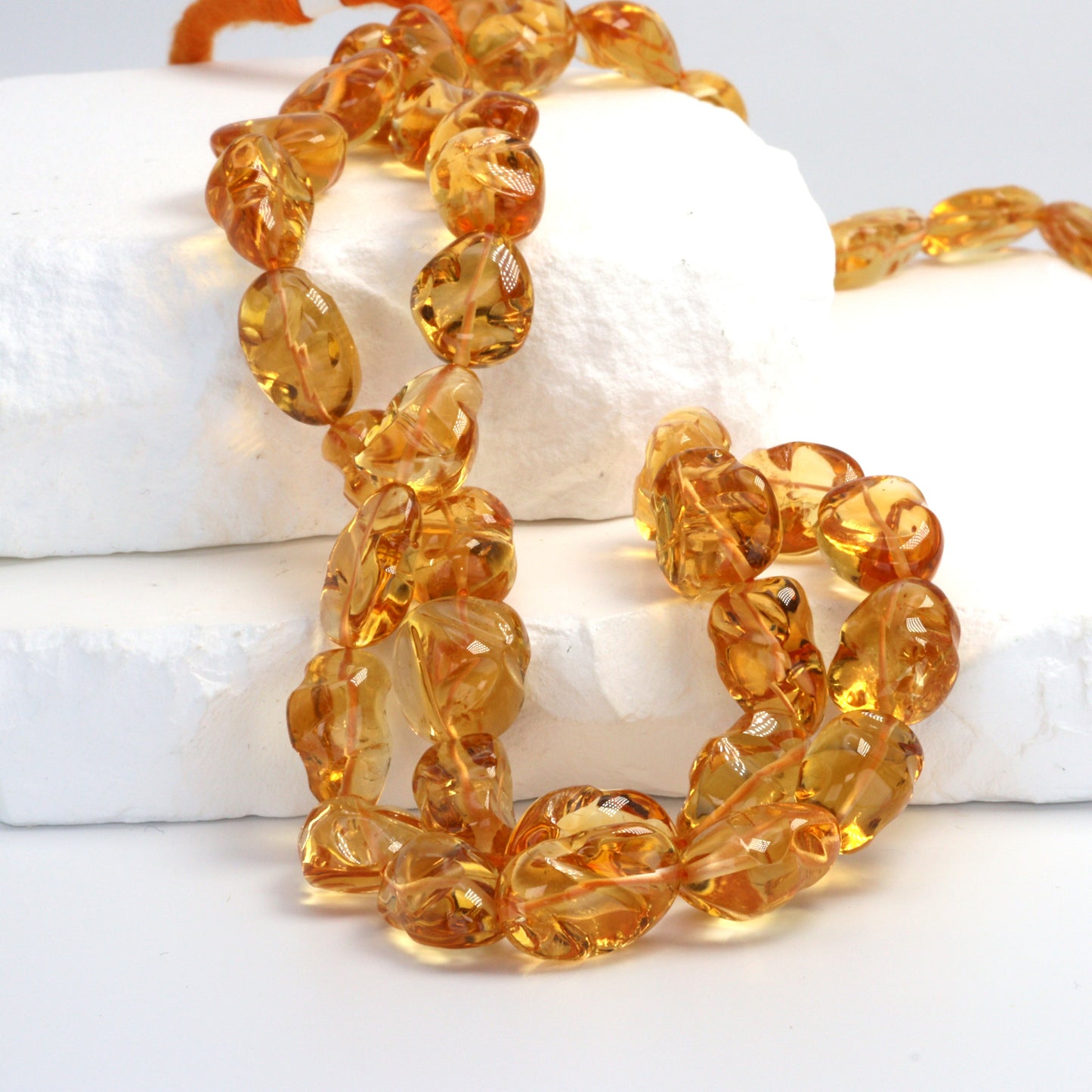 AA Yellow Citrine 14x10mm Smooth Nuggets Bead Strand