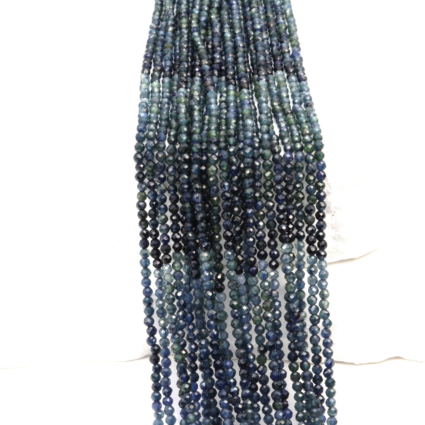 Ombre Blue Sapphire 2mm Faceted Rounds Bead Strand