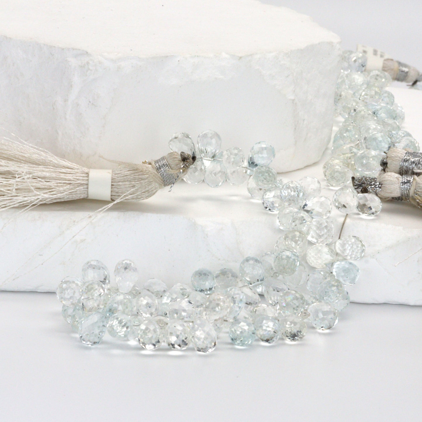 White Topaz 8x5mm Faceted Teardrop Briolettes