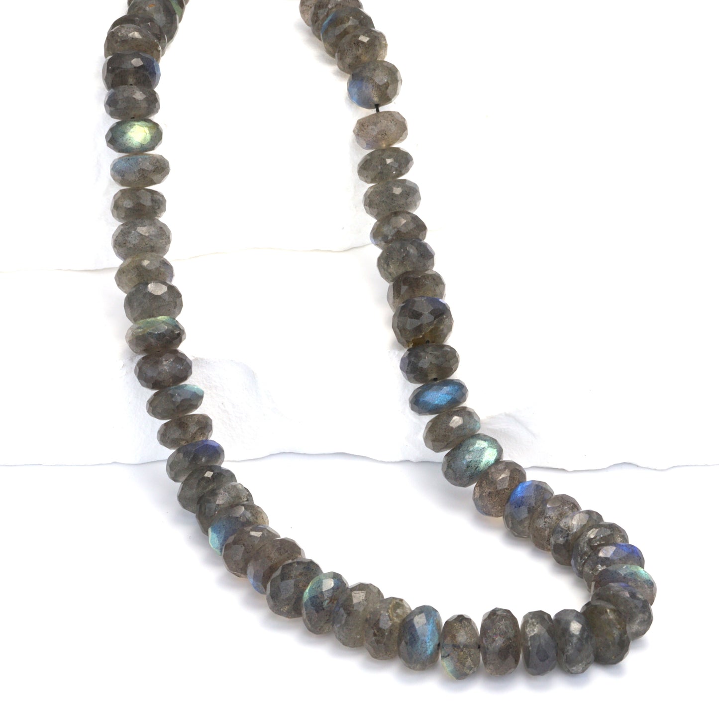 Natural Blue Labradorite 9mm Faceted Rondelles Bead Strand