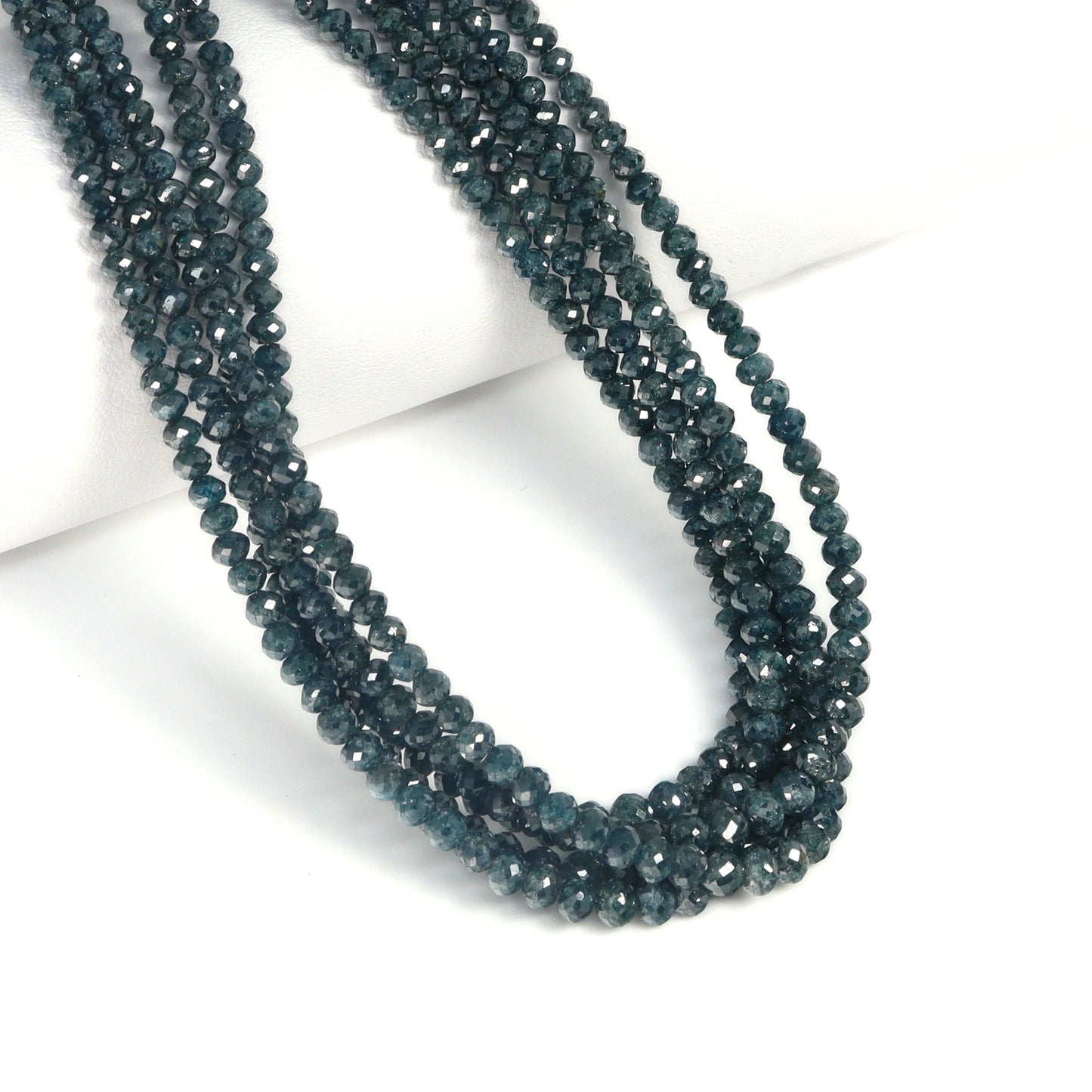Blue Diamond 2.5mm – 3.75mm Hand Faceted Rondelles Bead Strand