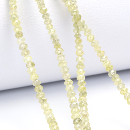 Champagne Diamond 2.1mm - 2.7mm Hand Faceted Rondelles Bead Strand