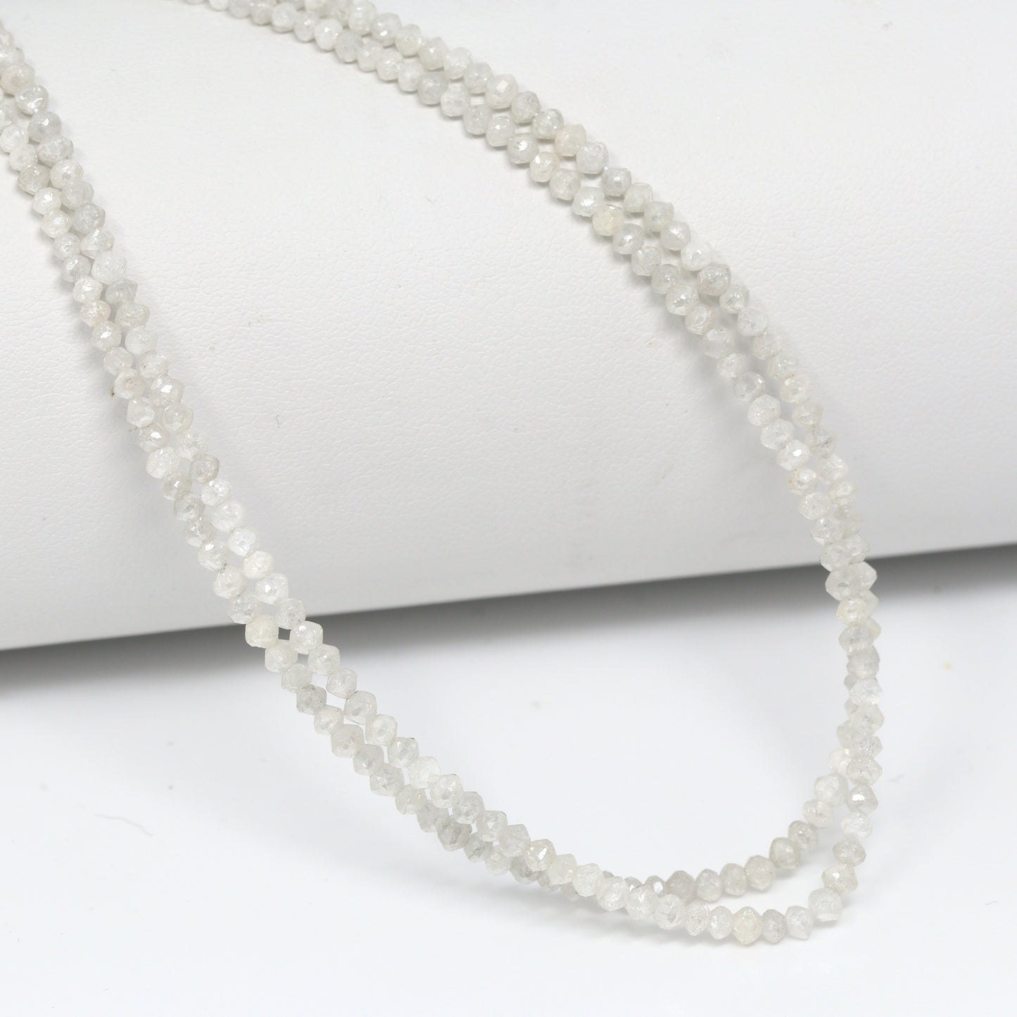 White Diamond 2.2mm – 2.5mm Hand Faceted Rondelles Bead Strand