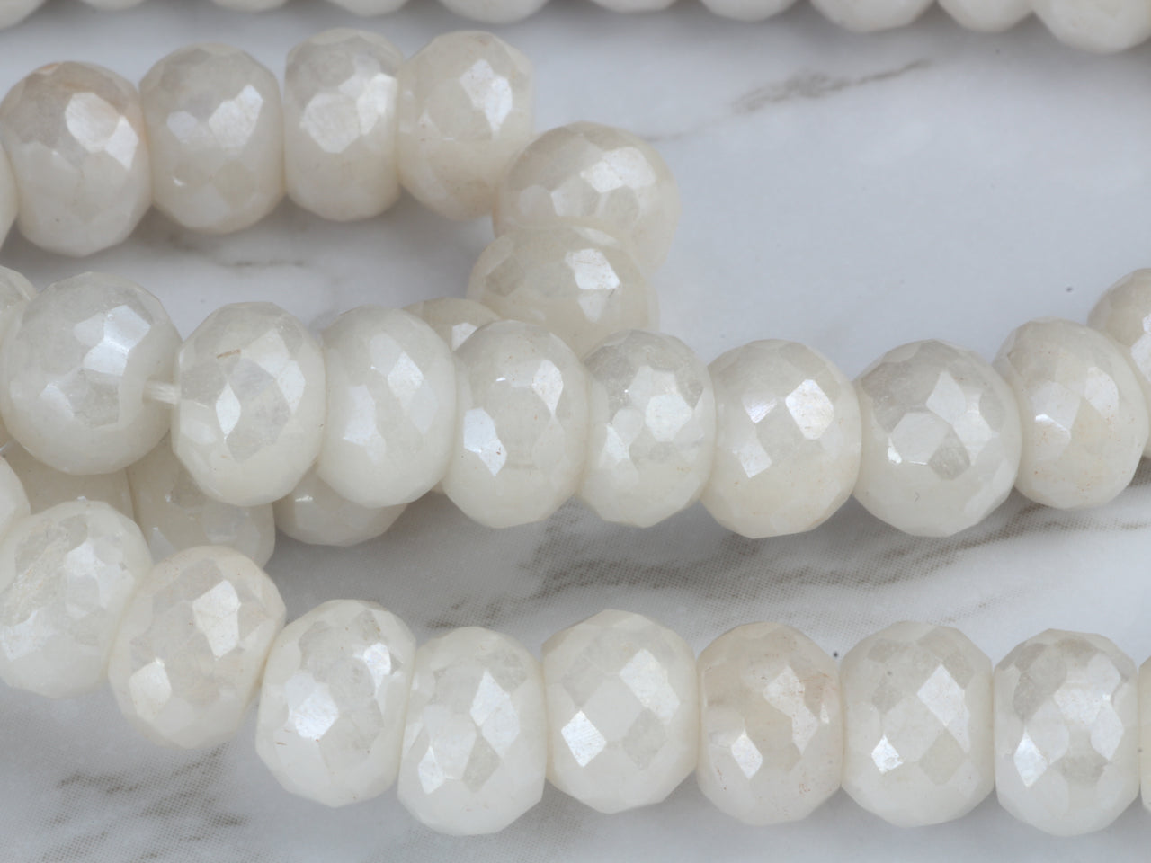 White Silverite 8mm Faceted Rondelles