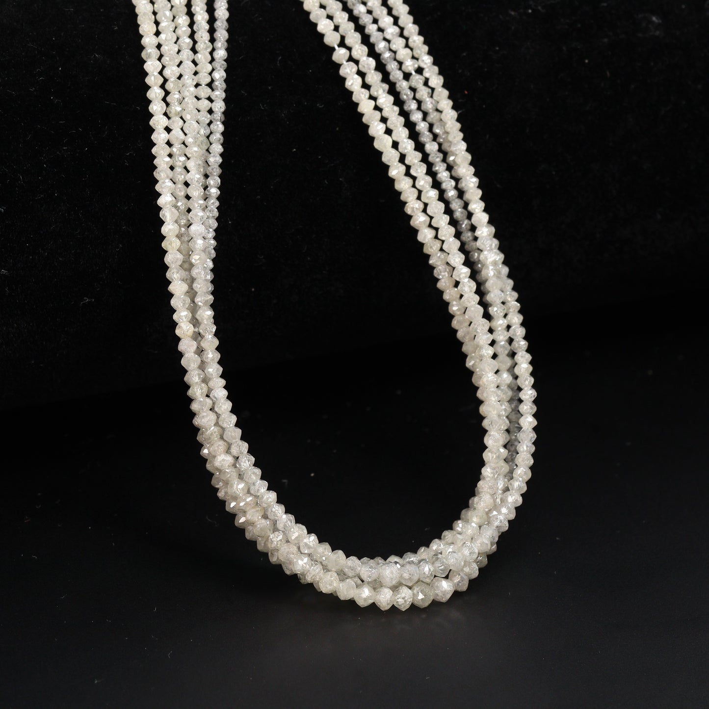 Gray Diamond 1.8mm – 2.4mm Hand Faceted Rondelles Bead Strand