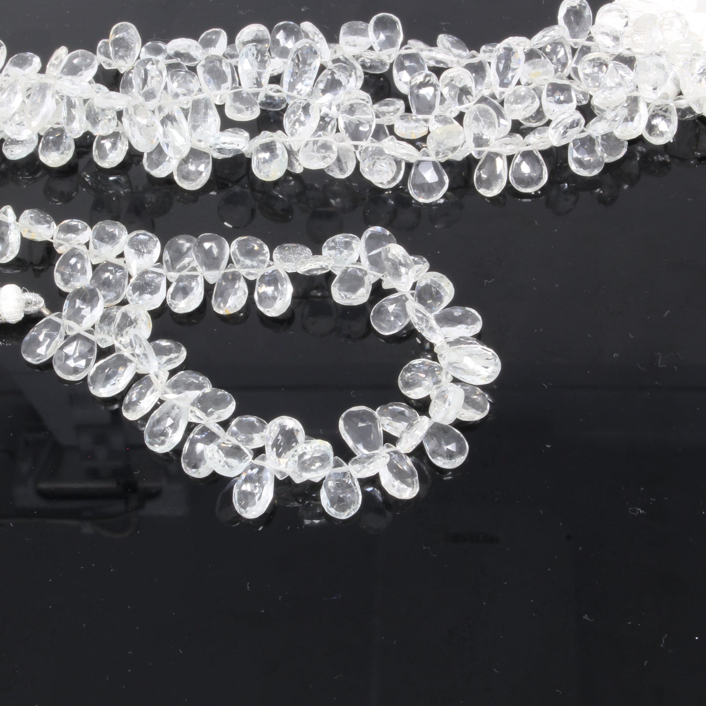 White Topaz 9x7mm Faceted Pear Shaped Briolettes