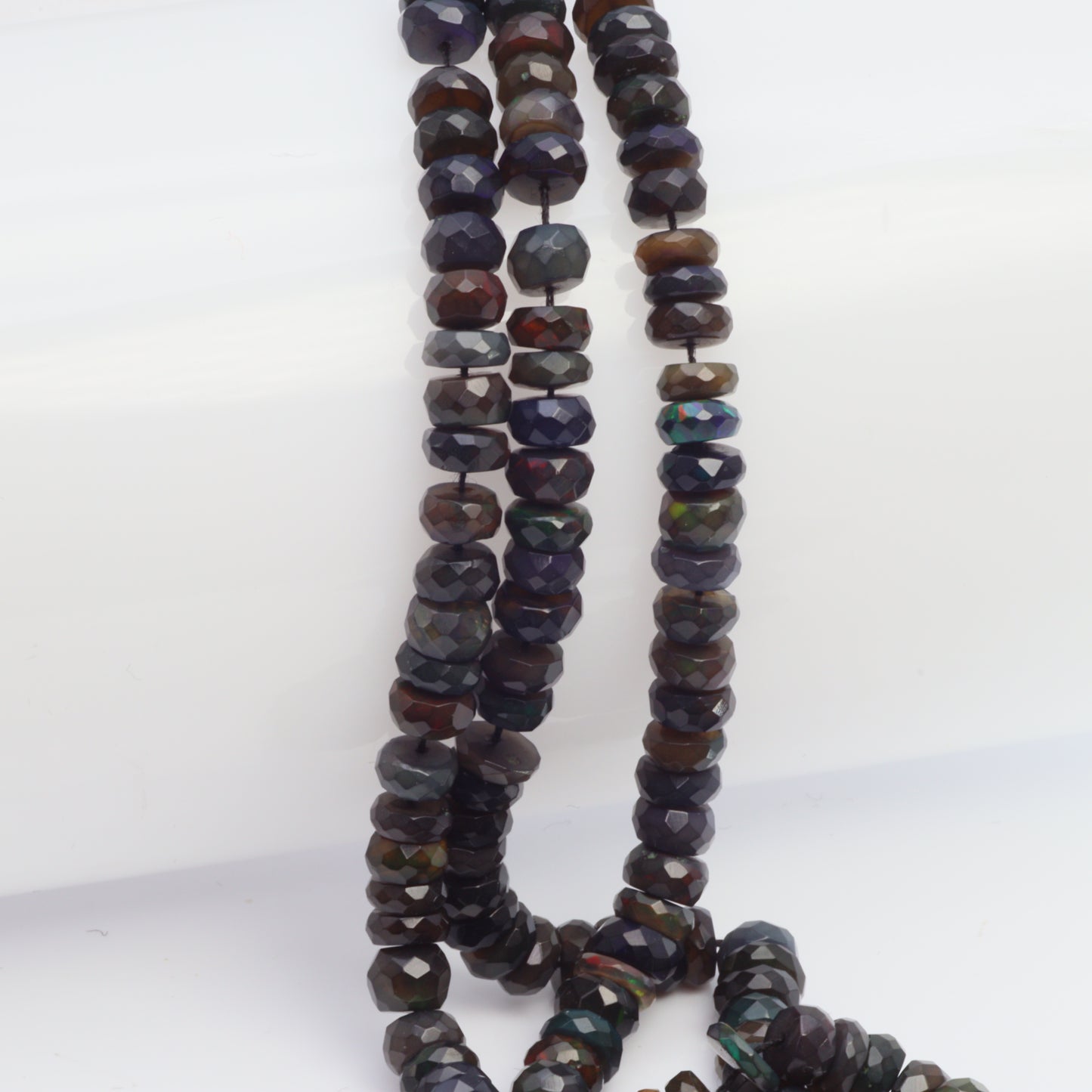 Black Ethiopian Opal 4.5mm Faceted Rondelles