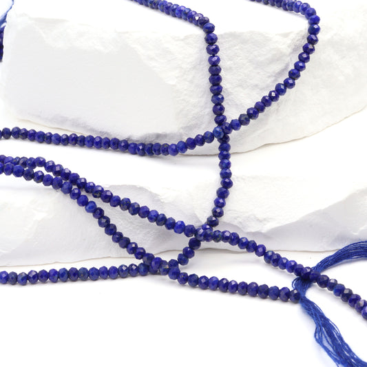 Royal Blue Lapis Lazuli 2.5mm Faceted Rondelles Bead Strand