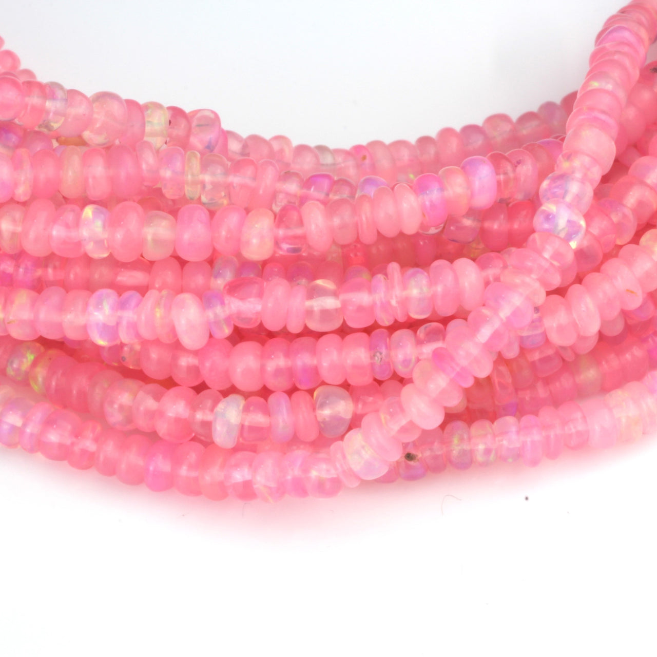 Pink Ethiopian Opal 3mm Smooth Rondelles Bead Strand