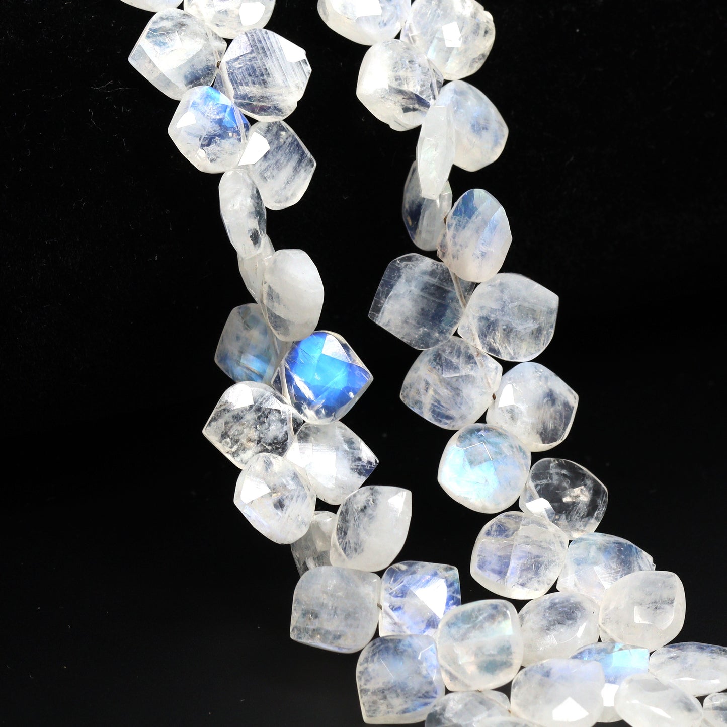 Rainbow Moonstone 8mm Faceted Cushions Bead Strand