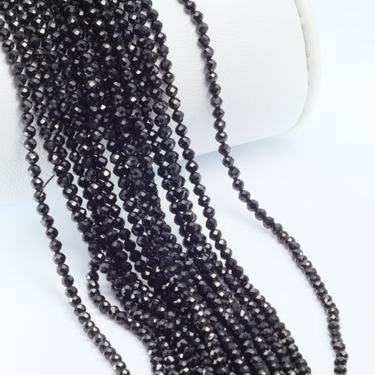 Black Spinel 2.5mm Faceted Rounds Bead Strand