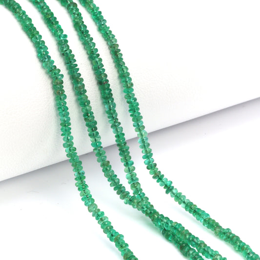 Green Emerald 2mm - 2.5mm Smooth Rondelles Bead Strand
