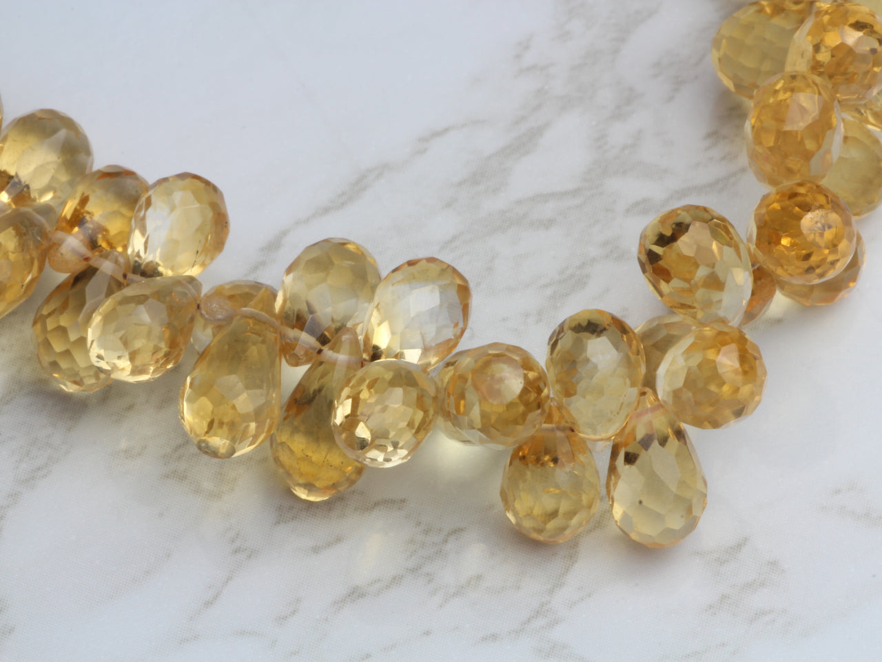 Yellow Citrine 8x5mm Faceted Teardrop Briolettes