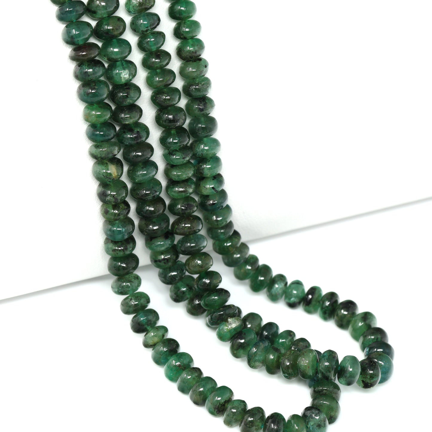 Green Emerald 5mm Smooth Rondelles Bead Strand