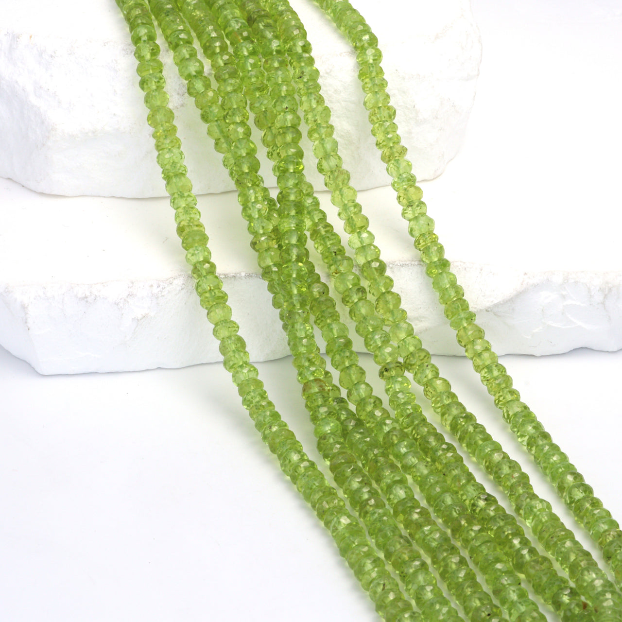 Green Peridot 5mm Faceted Rondelles Bead Strand