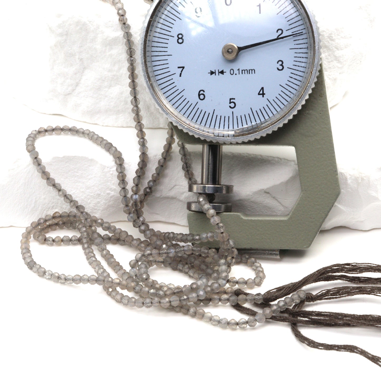 Gray Moonstone 2mm Faceted Rounds Bead Strand