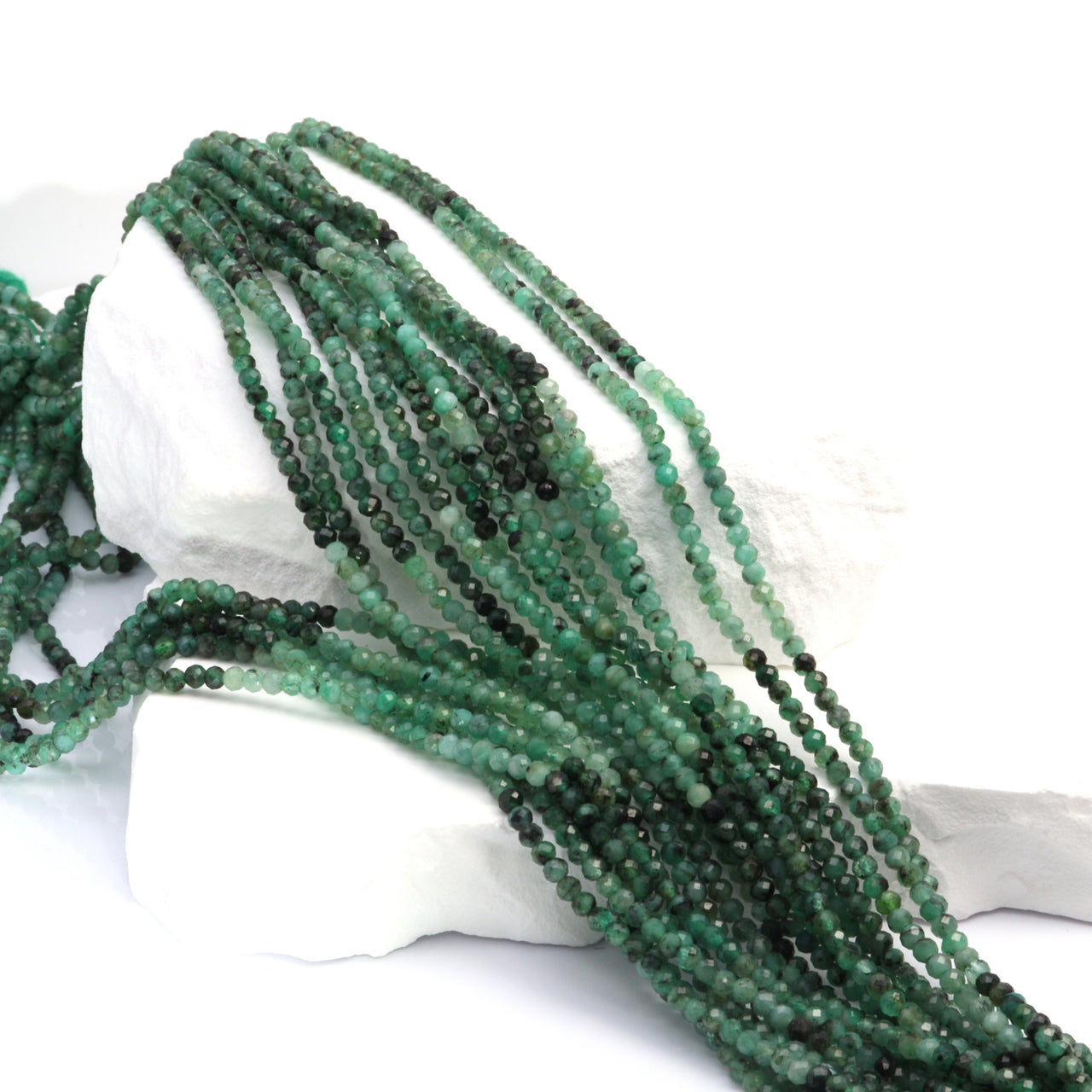 Ombre Sakoda Emerald 2.5mm Faceted Rondelles
