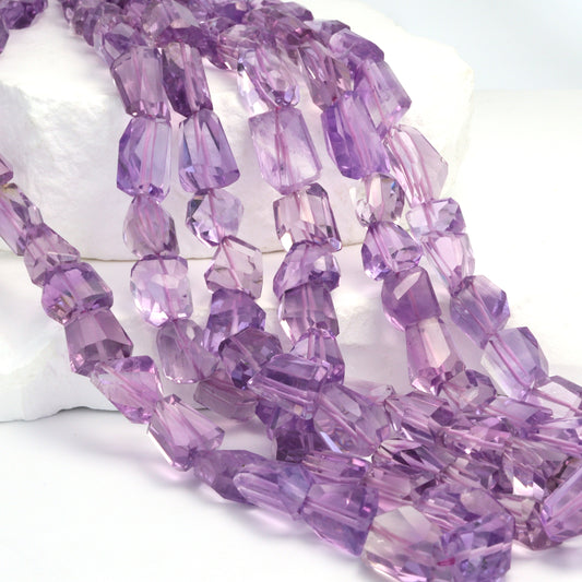Pink Amethyst 14x7mm Faceted Nuggets