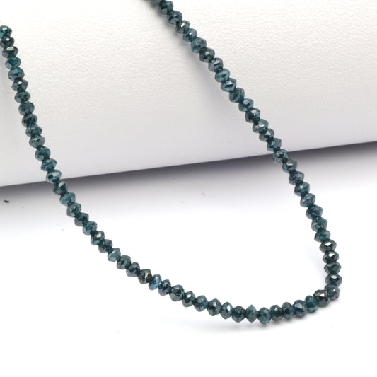 Blue Diamond 2.1mm - 2.7mm Hand Faceted Rondelles Bead Strand