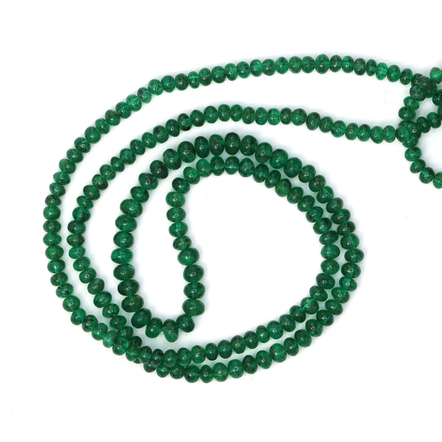 Green Emerald 2.75mm - 3.75mm Smooth Rondelles Bead Strand