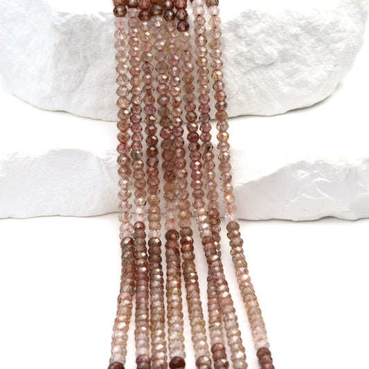 Ombre Light Red Zircon 2.5mm Faceted Rondelles