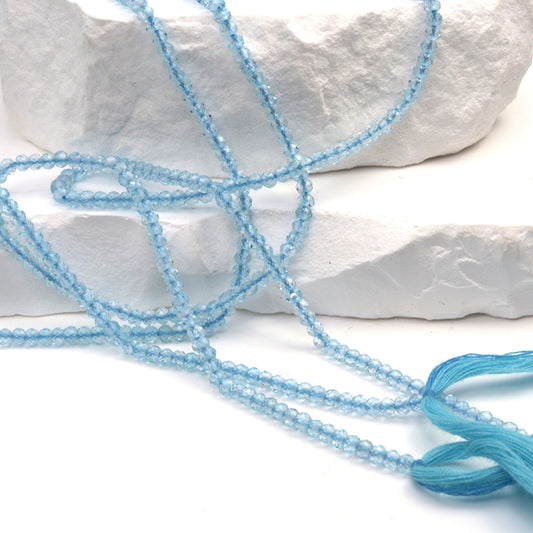 Sky Blue Topaz 3mm Faceted Rondelles Bead Strand
