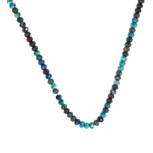 Blue Green Chrysocolla 3.5mm Faceted Rondelles Bead Strand