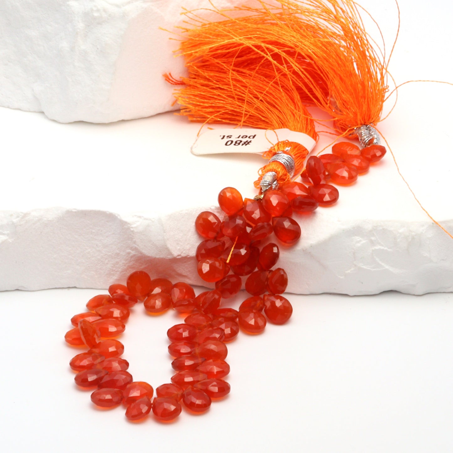 Orange Carnelian 7x5mm Faceted Pear Shaped Briolettes