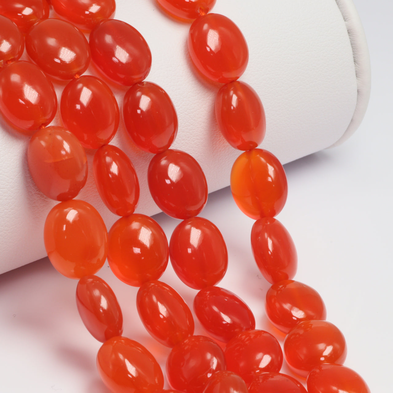 Orange Carnelian 12x10mm Smooth Ovals Bead Strand