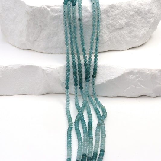 Ombre Blue Grandiderite 2mm Faceted Rondelles