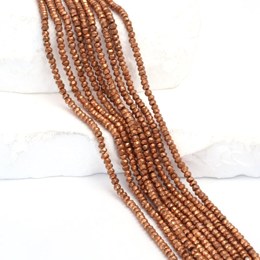Rose Gold Plated Pyrite 2.5mm Faceted Rondelles