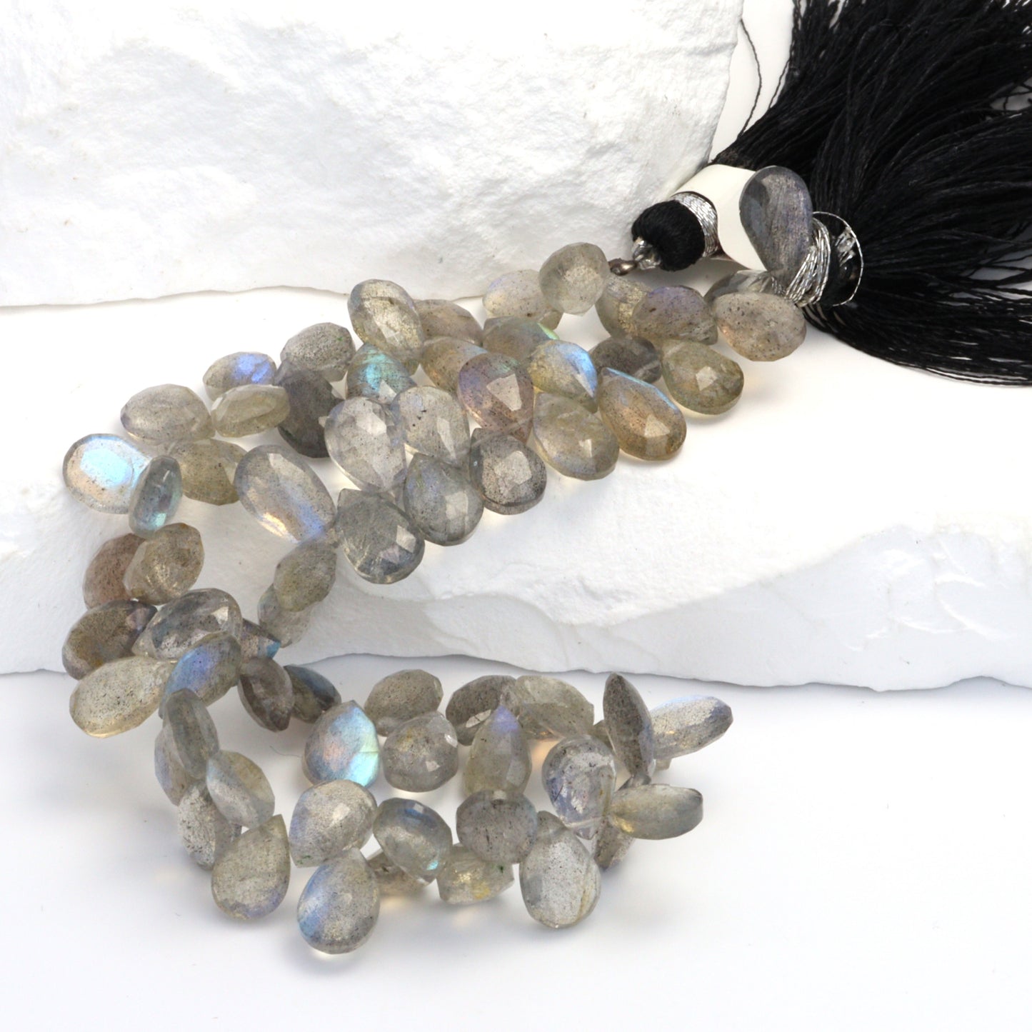 AA Blue Labradorite 6x8mm Faceted Pear Shaped Briolettes