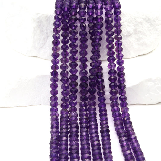 Amethyst 4mm Faceted Rondelles Bead Strand