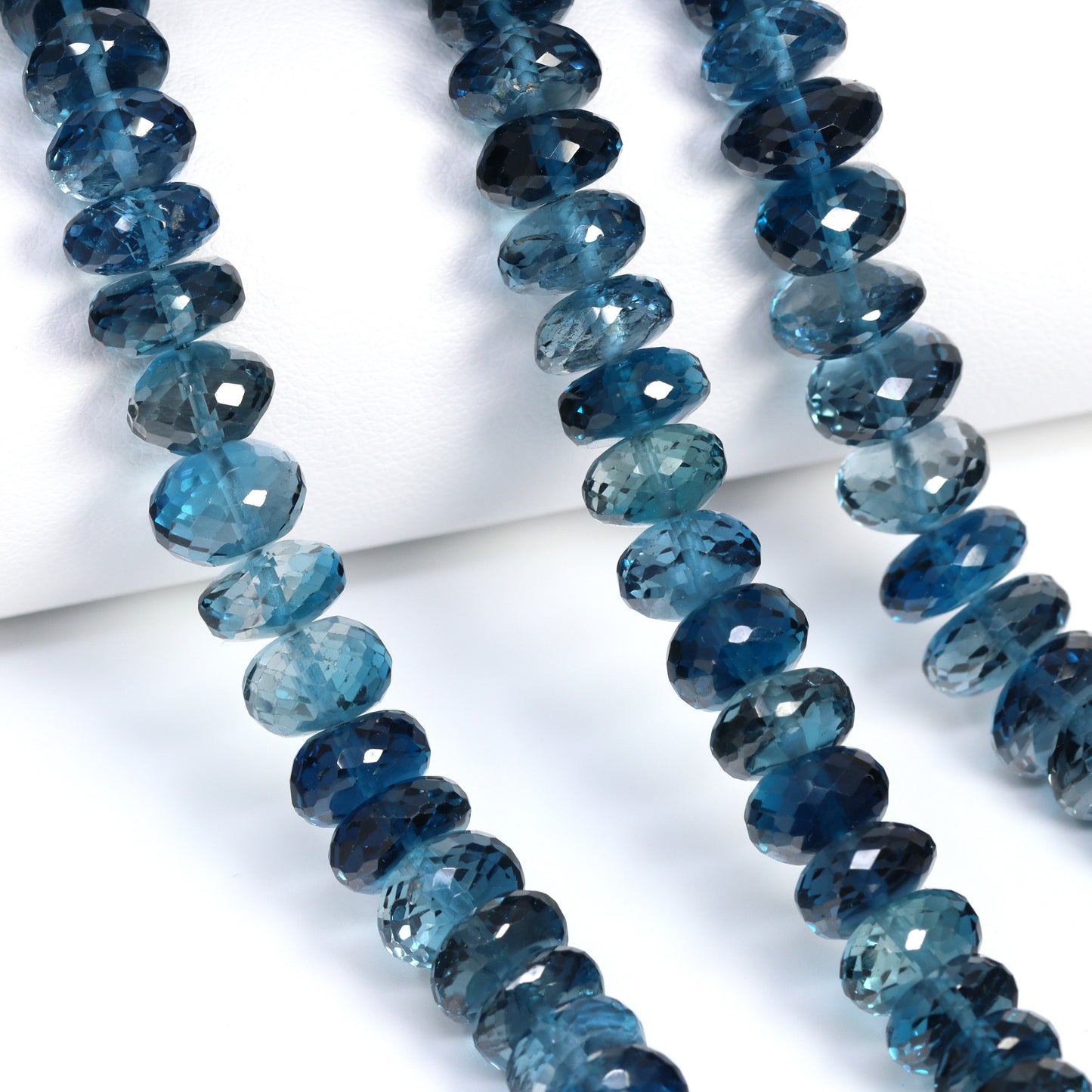 London Blue Topaz 9.5mm Faceted Rondelles Bead Strand