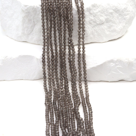 Gray Agate 2mm Faceted Rounds