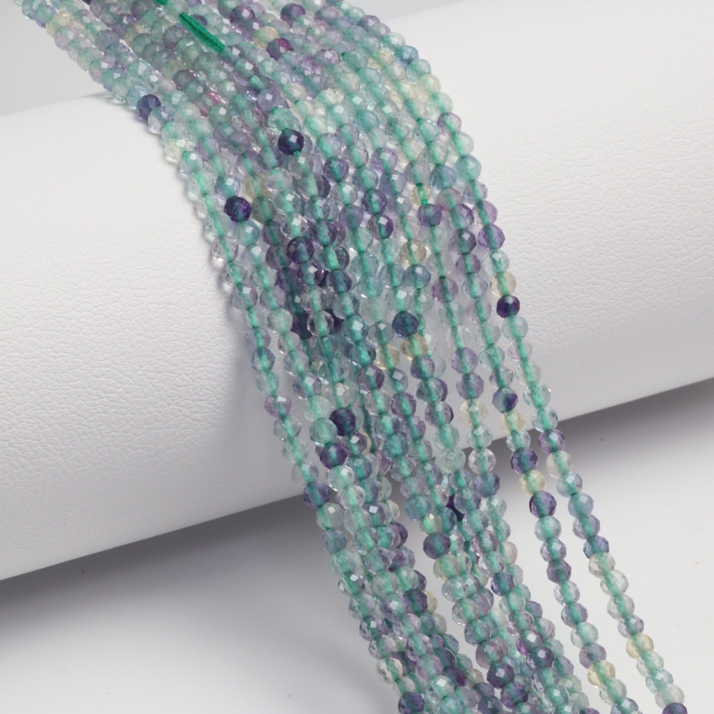 Green Fluorite 2.5mm Faceted Rounds Bead Strand