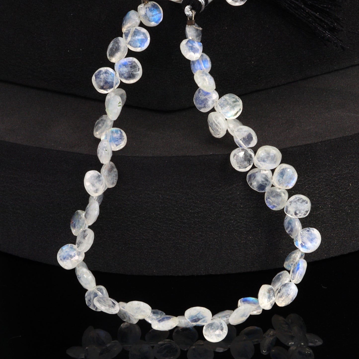 Blue Rainbow Moonstone 6mm Faceted Heart Shaped Briolettes
