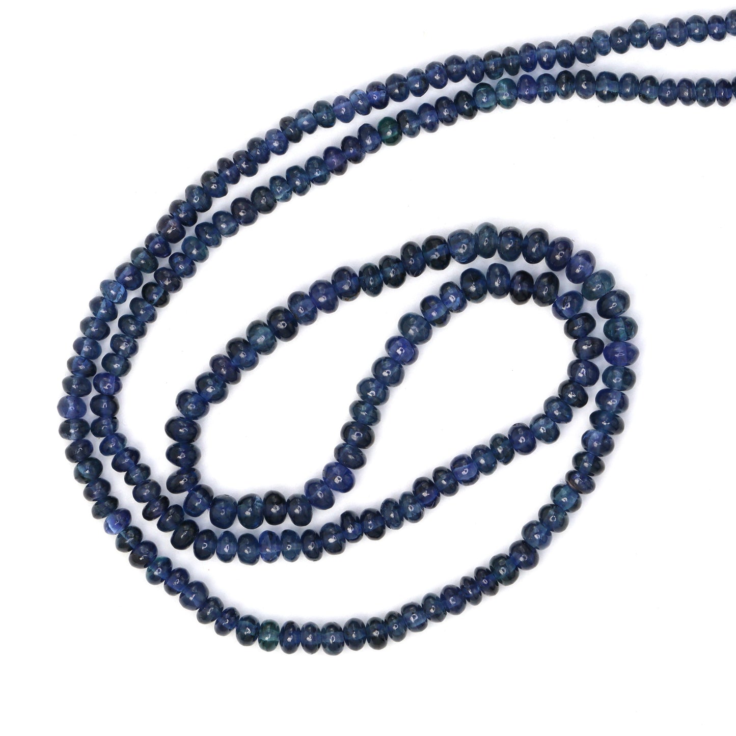 Dark Navy Blue Sapphire 2.5mm - 3.5mm Smooth Rondelles Bead Strand
