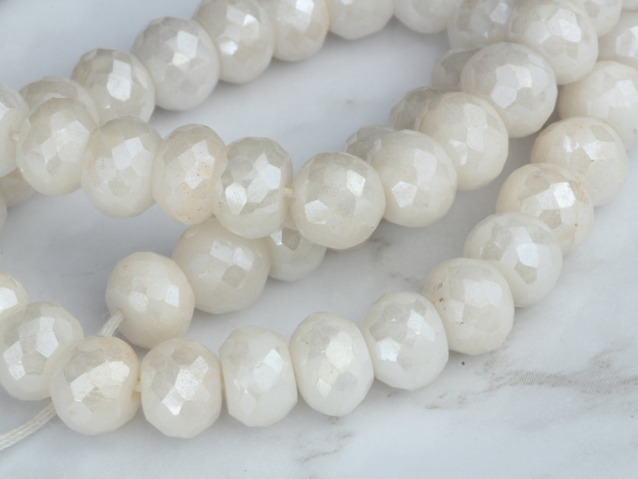 White Silverite 7mm Faceted Rondelles