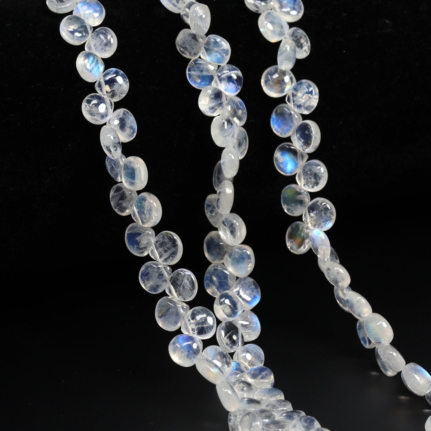 Rainbow Moonstone 5.5mm Smooth Heart Briolettes Bead Strand