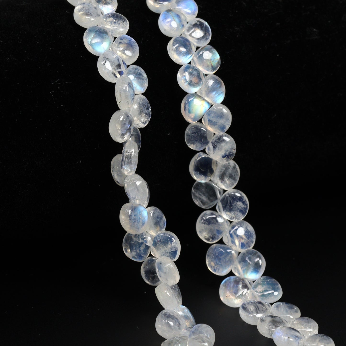 Rainbow Moonstone 6mm Smooth Heart Briolettes Bead Strand