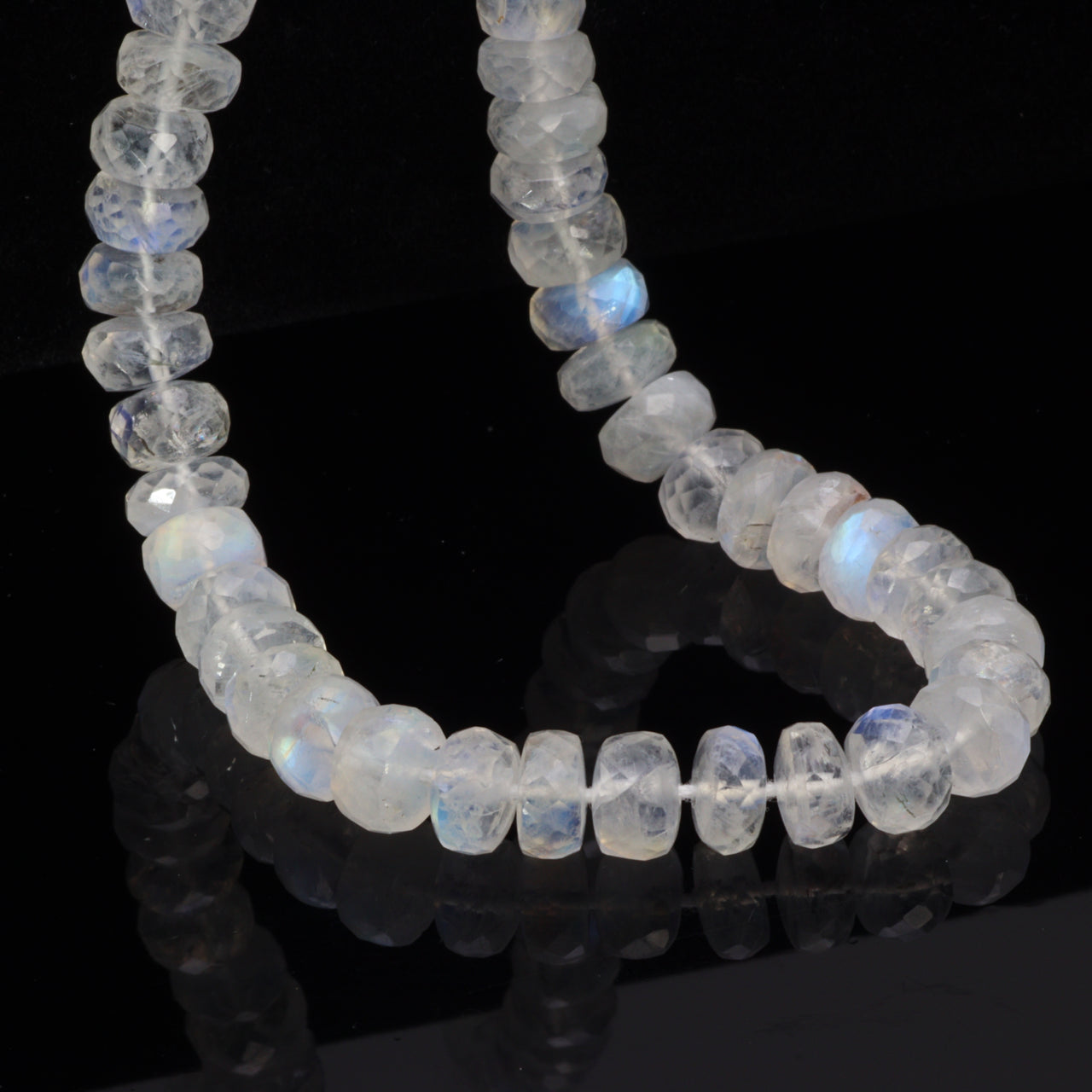 Blue Rainbow Moonstone 6.5mm Faceted Rondelles