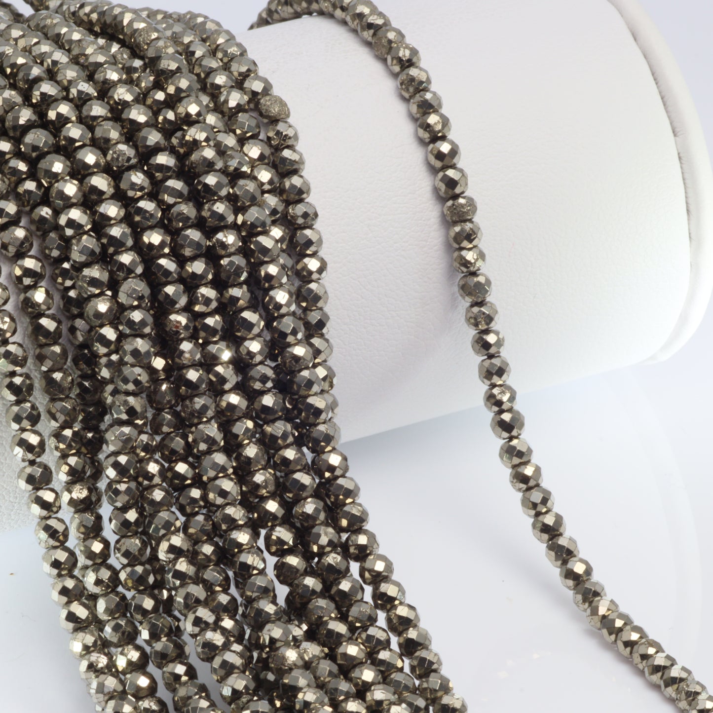 Natural Pyrite 3mm Faceted Rondelles Bead Strand