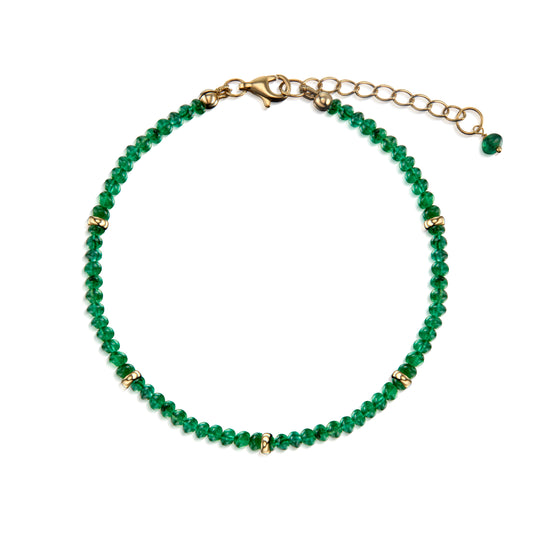 18k Emerald and Gold Bead Bracelet