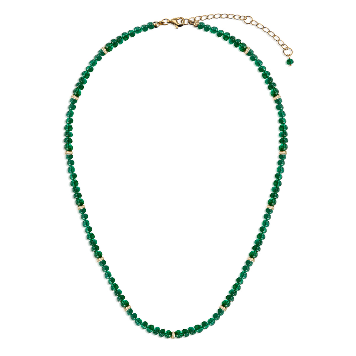 18k Emerald and Gold Bead Necklace