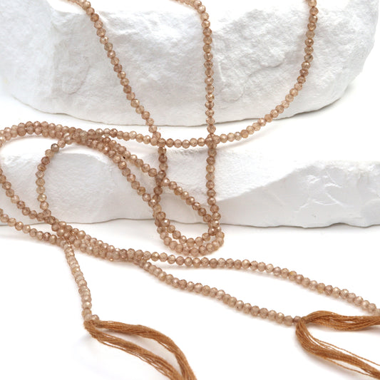 Brown Zircon 2mm Faceted Rounds Bead Strand