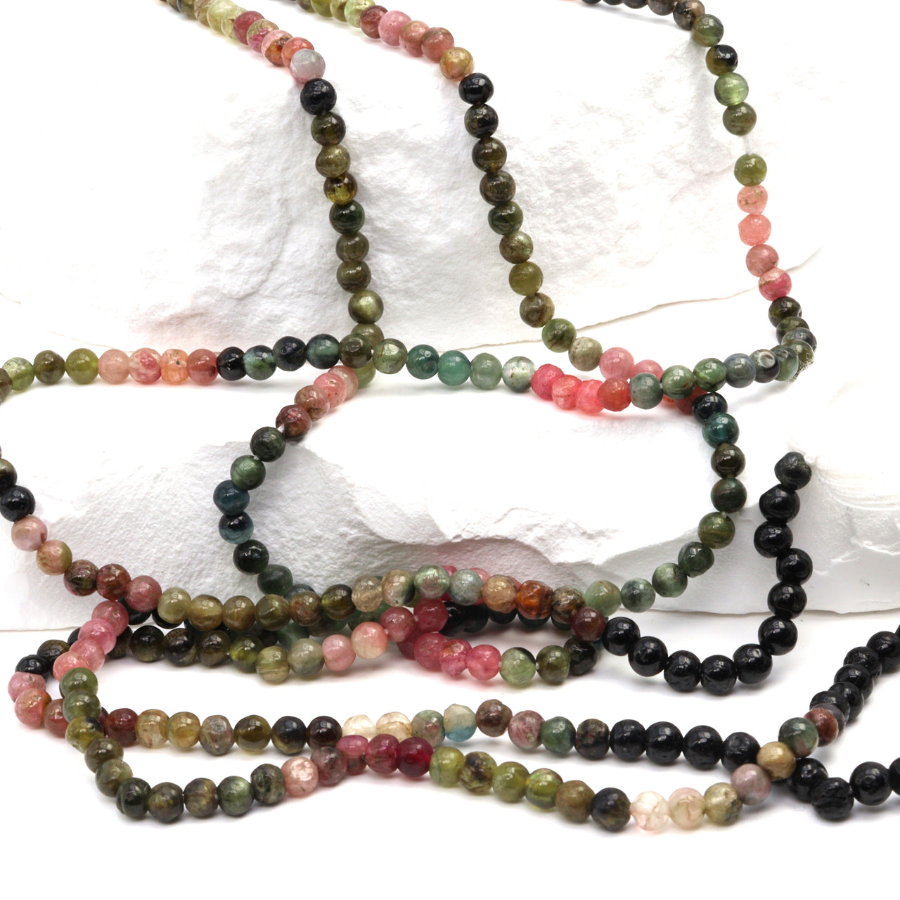 Watermelon Tourmaline 3.5mm Smooth Rounds Bead Strand