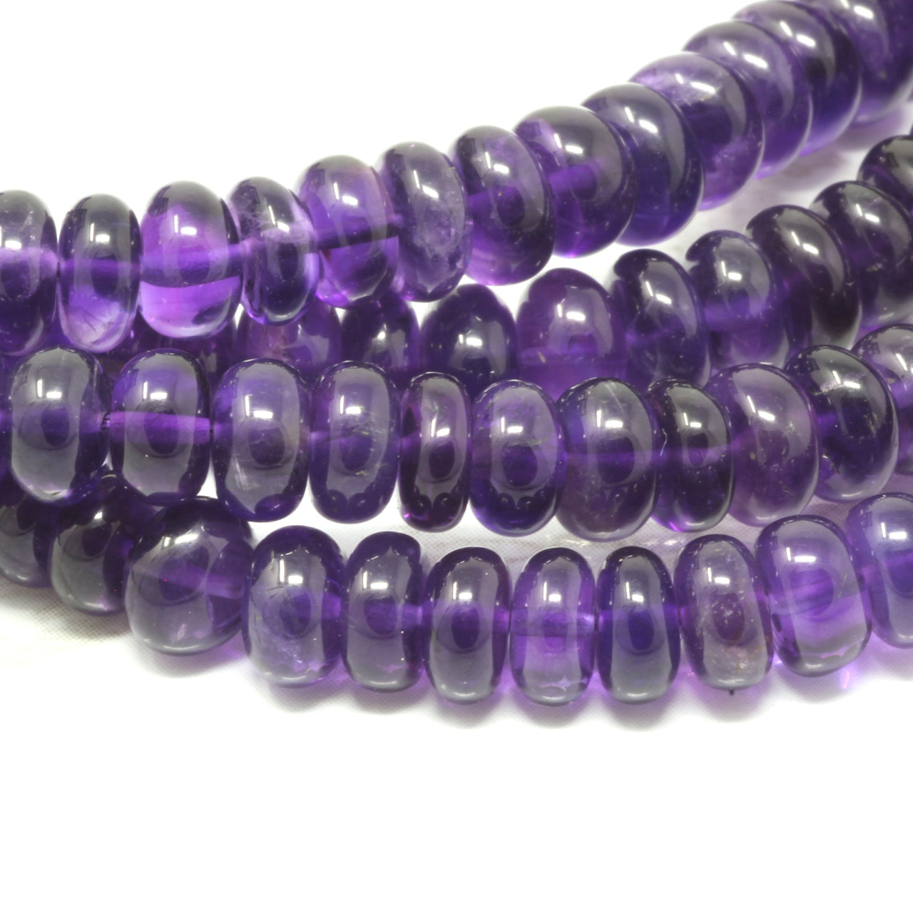 Purple Amethyst 6mm Smooth Rondelles Bead Strand